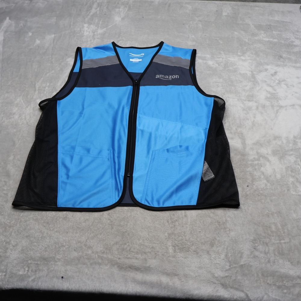 Amazon Vest Mens Medium/Large Blue DSP Mesh High Visibility Uniform Safety